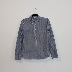 J. Crew Navy Railroad Stripe Button Down Slim Fit size Large